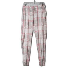 Munki Munki Peanuts Snoopy Pink Grey Plaid Pajama Pants PJ Womens Size XL